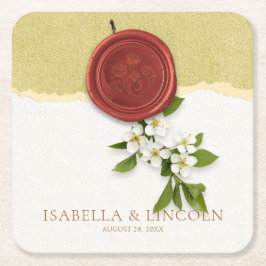 Red Seal Wedding Paper Coaster Rechteckiger Pappuntersetzer