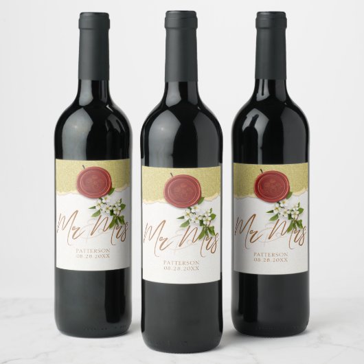 Red Seal Wedding Wine Label Weinetikett (Flaschen)