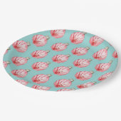 Red Seashell Ornament Pappteller (Schrägansicht)