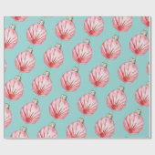 Red Seashell Ornament Pattern Geschenkpapier (Flach)
