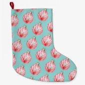 Red Seashell Ornament Pattern Großer Weihnachtsstrumpf (Vorderseite)