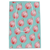 Red Seashell Ornament Pattern Mittlere Geschenktüte (Vorderseite)