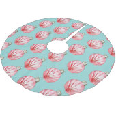 Red Seashell Ornament Pattern Polyester Weihnachtsbaumdecke (Schrägansicht)