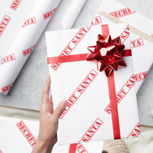 Red Secret Santa Text Weihnachtswrapping Paper Geschenkpapier