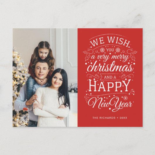 Red Sehr froh Weihnachten Foto Urlaub Postkarte (Vorderseite)