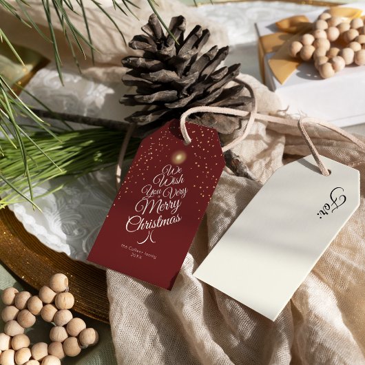 Red Sehr froh Weihnachtsbaum Familienname Geschenkanhänger