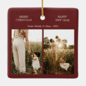 Red Sehr frohe Weihnachts-Familie Foto Keramikornament (Rückseite)