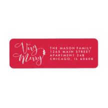 Red Sehr frohe Weihnachts-Rücksendeadressen-Aufkle