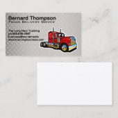 Red Semi Trailer Truck | Metallic Steel Visitenkarte (Vorne/Hinten)