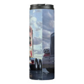 Red Semi Truck Cloudy Day Thermosbecher (Rückseite)