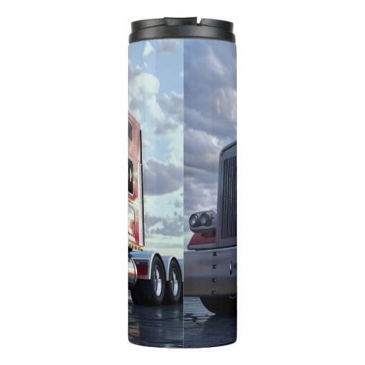 Red Semi Truck Cloudy Day Thermosbecher (Rückseite)