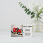 Red Semi Truck Graphic Blue Collar Treiber Visitenkarte (Stehend Vorderseite)