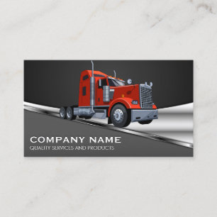 Red Semi Truck Logo Metal Business Card Visitenkarte