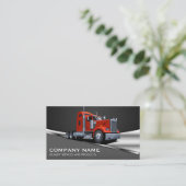 Red Semi Truck Logo | Metallic Visitenkarte (Stehend Vorderseite)