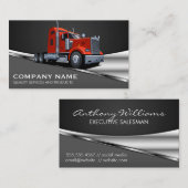 Red Semi Truck Logo | Metallic Visitenkarte (Vorne/Hinten)