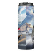 Red Semi Truck Mountain Highway Thermosbecher (Rückseite)