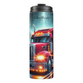 Red Semi Truck Mountain Night Thermosbecher (Vorderseite)