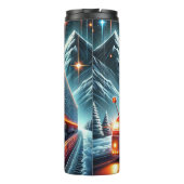 Red Semi Truck Mountain Night Thermosbecher (Rückseite)