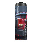 Red Semi Truck Night Reflections Thermosbecher (Vorderseite)