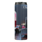 Red Semi Truck Night Reflections Thermosbecher (Rückseite)