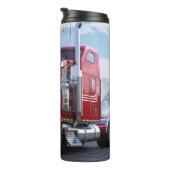 Red Semi Truck Snowy Mountain Pass Thermosbecher (Nach rechts gedreht)