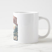 Red Semi-Truck with Mountain Road Scene Jumbo-Tasse (Rechts)