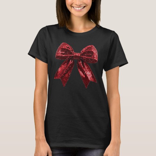 Red Sequence Christmas Bow T-Shirt (Vorderseite)