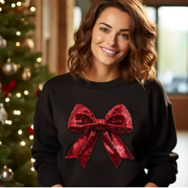 Red Sequence Christmas Bow T-Shirt
