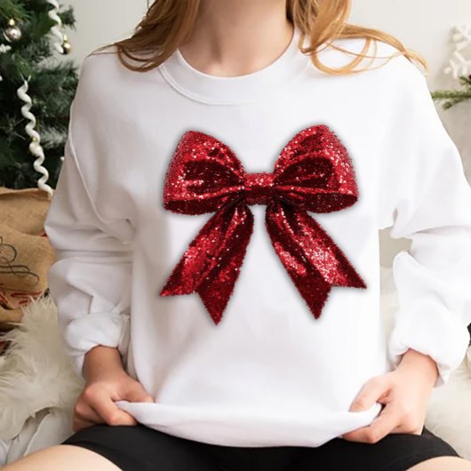 Red Sequence Christmas Bow T-Shirt