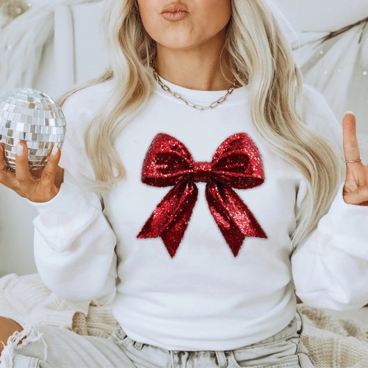 Red Sequence Christmas Bow T-Shirt