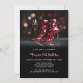 Red Sequin Boots Any Age Birthday Party Einladung (Vorderseite)