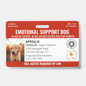 Red Service Dog 2 Logo und Foto-ID Ausweis (Vorderseite)
