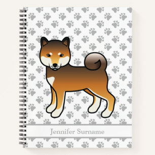 Red Sesame Shiba Inu Cartoon Dog & Custom Text Notizblock