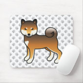 Red Sesame Shiba Inu Cartoon Dog & Paws Mousepad (Mit Mouse)