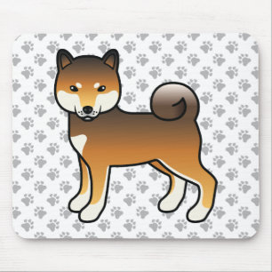 Red Sesame Shiba Inu Cartoon Dog & Paws Mousepad