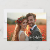Red Shades Romantic Floral Wedding Back Photo Dankeskarte (Rückseite)