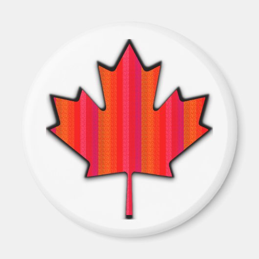 Red Shades Streifen Canada Maple Leaf Textur Look Magnet (Vorne)