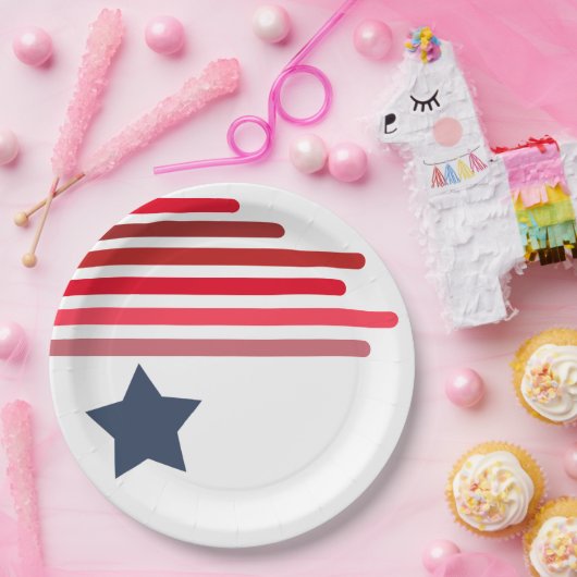 Red Shades with Blue Star - Customizable Pappteller (Party)