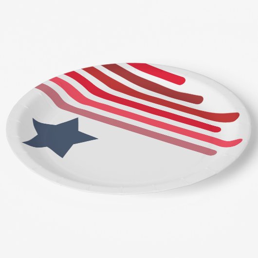 Red Shades with Blue Star - Customizable Pappteller (Schrägansicht)