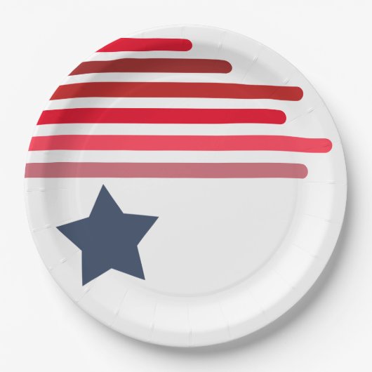 Red Shades with Blue Star - Customizable Pappteller (Vorderseite)