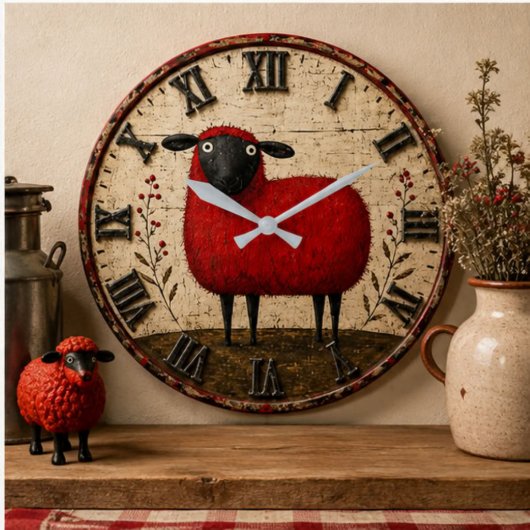 Red Sheep Große Wanduhr