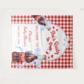 Red She's Ready to Pop Baby Shower Backdrop Wandteppich (Vorderseite (Horizontal))