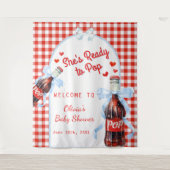 Red She's Ready to Pop Baby Shower Backdrop Wandteppich (Vorderseite)