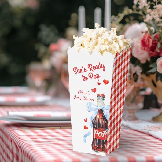 Red She's Ready to Pop Baby Shower Pop Corn Geschenkschachtel