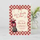 Red She's Ready to Pop Soda Baby Shower Einladung (Stehend Vorderseite)