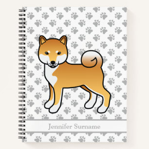 Red Shiba Inu Niedlich Cartoon Dog & Custom Text Notizblock
