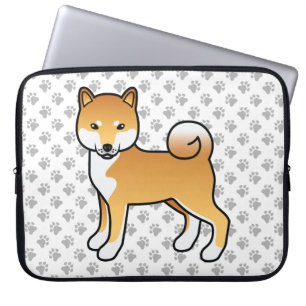 Red Shiba Inu Niedlich Cartoon Dog Illustration Laptopschutzhülle