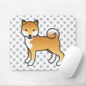 Red Shiba Inu Niedlich Cartoon Dog & Paws Mousepad (Mit Mouse)