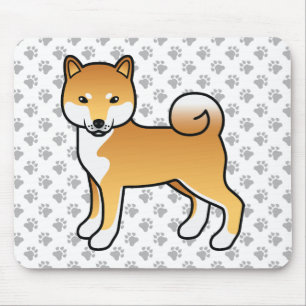 Red Shiba Inu Niedlich Cartoon Dog & Paws Mousepad