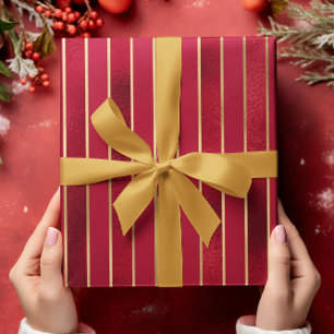 Red Shimmer Satin Strip Weihnachten Geschenkpapier